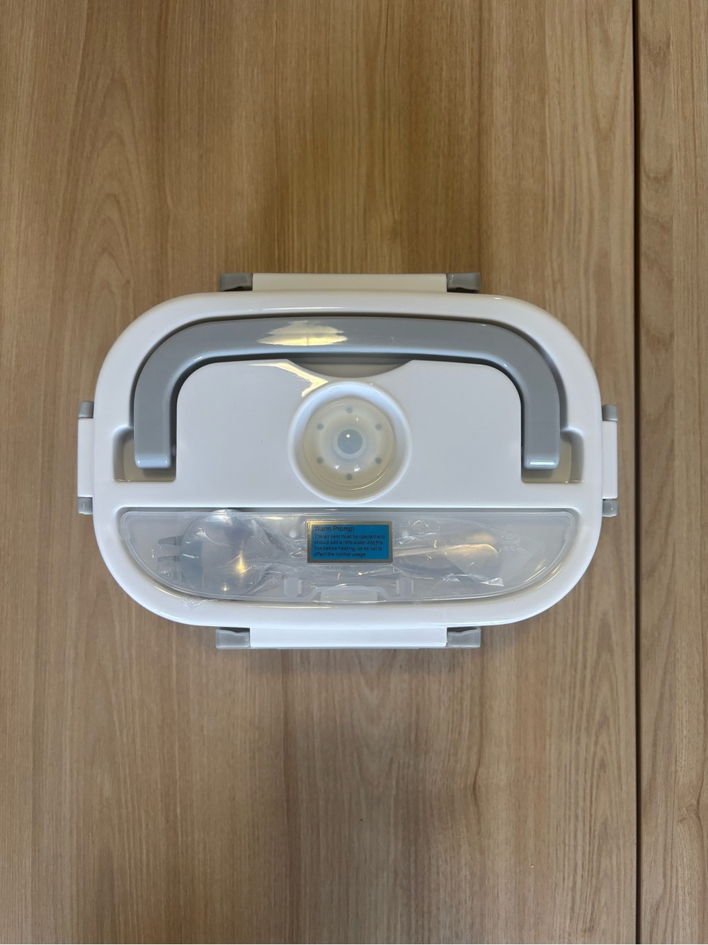 Portable Electric Lunch Box Food Warmer Set with Bag & Cables - White/Grey